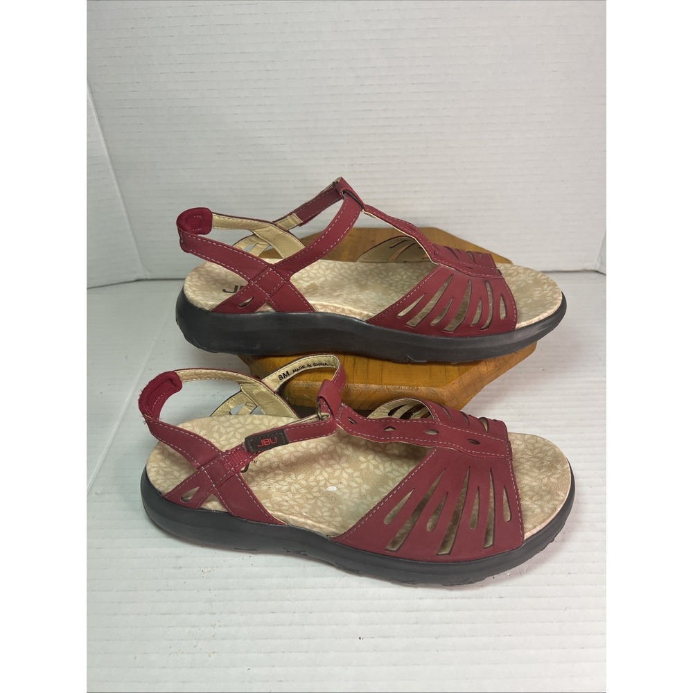 JBU by Jambu Women's Sandals Red Vegan Leather Open‎ Toe  size 8